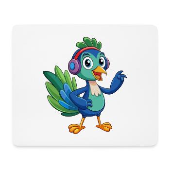 Pfau Lustige Zeichentrickfigur Kopfhörer Musik - Mousepad (Querformat) - Weiß - Vorne
