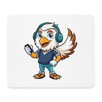 Eagle Funny Cartoon Character Musique de casque - Tapis de souris (format paysage) - blanc - Devant