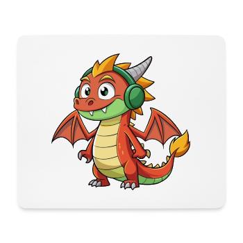 Dragon Funny Cartoon Character Musique de casque - Tapis de souris (format paysage) - blanc - Devant