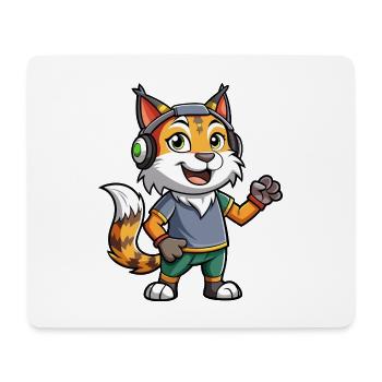 Luchs Lustige Zeichentrickfigur Kopfhörermusik - Mousepad (Querformat) - Weiß - Vorne