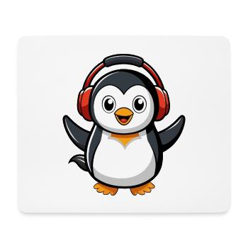 Pinguin Lustige Zeichentrickfigur Kopfhörermusik - Mousepad (Querformat) - Weiß - Vorne