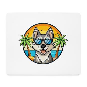 Schwedischer Elchhund Hunderasse Cartoon Sonnenbrille Strand - Mousepad (Querformat) - Weiß - Vorne