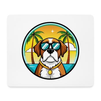 Bernhardiner Hunderasse Cartoon Sonnenbrille Strand - Mousepad (Querformat) - Weiß - Vorne