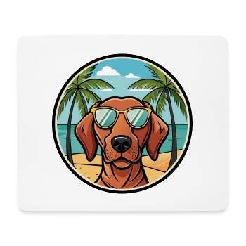 Drahthaar Vizsla Hund Rasse Cartoon Sonnenbrille Strand - Mousepad (Querformat) - Weiß - Vorne