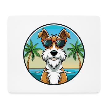 Draht Foxterrier Hunderasse Cartoon Sonnenbrille Strand - Mousepad (Querformat) - Weiß - Vorne