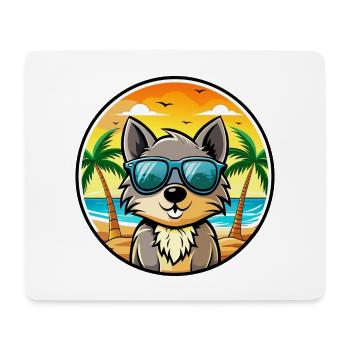 Schipperke Hunderasse Cartoon Sonnenbrille Strand - Mousepad (Querformat) - Weiß - Vorne