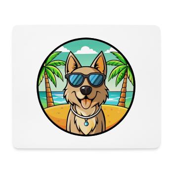 Schäferhund Rasse Cartoon Sonnenbrille Strand - Mousepad (Querformat) - Weiß - Vorne