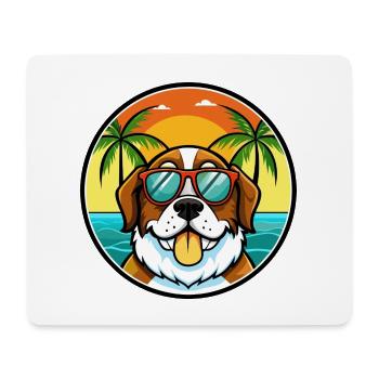Bernhardiner Hunderasse Cartoon Sonnenbrille Strand - Mousepad (Querformat) - Weiß - Vorne