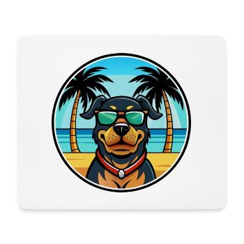 Rottweiler Chien Race Dessin Animé Lunettes De Soleil Plage - Tapis de souris (format paysage) - blanc - Devant