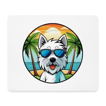 Westie Hunderasse Cartoon Sonnenbrille Strand - Mousepad (Querformat) - Weiß - Vorne