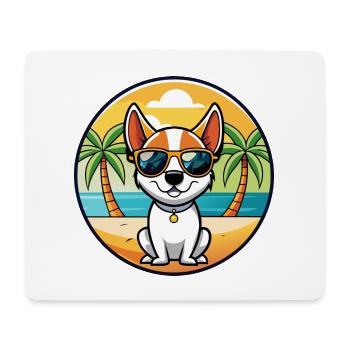 Rat Terrier Hund Rasse Cartoon Sonnenbrille Strand - Mousepad (Querformat) - Weiß - Vorne