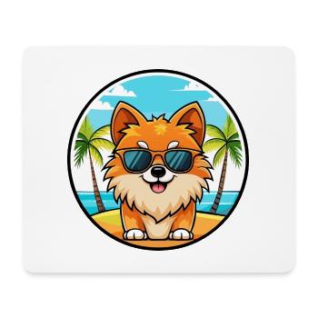 Pommerscher Deutscher Spitz Hunderasse Cartoon Beach - Mousepad (Querformat) - Weiß - Vorne
