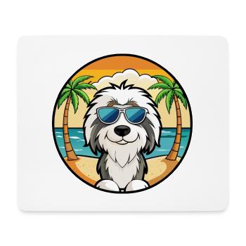 Polnische Tiefland-Schäferhund-Rasse Cartoon-Sonnenbrille - Mousepad (Querformat) - Weiß - Vorne