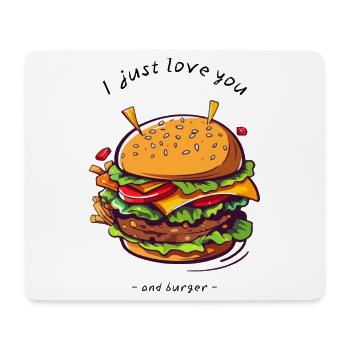 i love u and burger - Mousepad (Querformat) - Weiß - Vorne