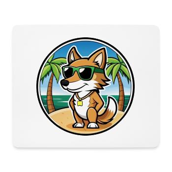 Italienisch Volpino Hund Rasse Cartoon Sonnenbrille Strand - Mousepad (Querformat) - Weiß - Vorne