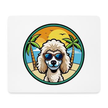 Miniaturpudel Hunderasse Cartoon Sonnenbrille Strand - Mousepad (Querformat) - Weiß - Vorne