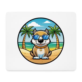 Milieu Asiatique Ovtcharka Chien Race Dessin Animé Plage - Tapis de souris (format paysage) - blanc - Devant