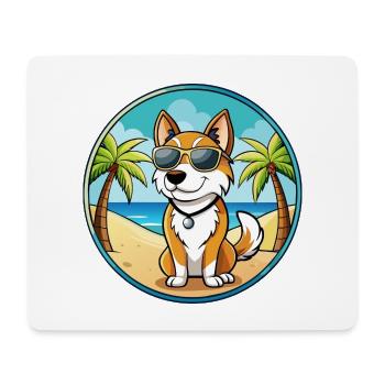 Karelo Finnische Laika Hunderasse Cartoon Sonnenbrille - Mousepad (Querformat) - Weiß - Vorne
