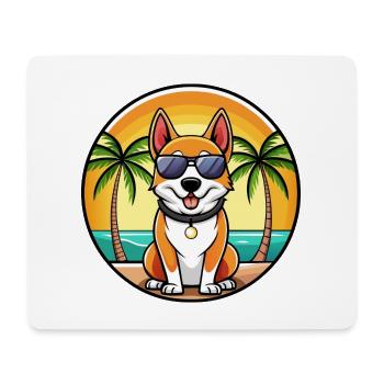 Japanischer Terrier Hund Rasse Cartoon Sonnenbrille Strand - Mousepad (Querformat) - Weiß - Vorne