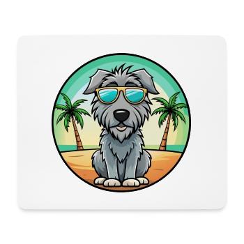 Irischer Wolfshund Hunderasse Cartoon Sonnenbrille Strand - Mousepad (Querformat) - Weiß - Vorne