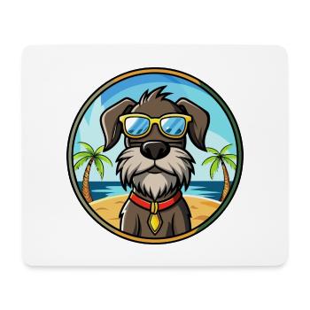 Chien d’arrêt allemand à poil dur race dessin animé plage - Tapis de souris (format paysage) - blanc - Devant