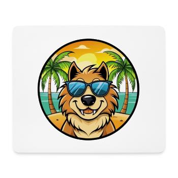 Estrela Mountain Dog Breed Cartoon Sunglass Beach - Tapis de souris (format paysage) - blanc - Devant