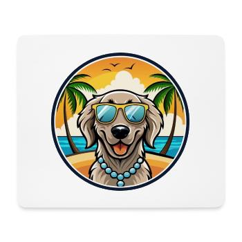 Flat Coated Retriever Dog Breed Cartoon Sunglasses - Mouse Pad (horizontal) - white - Front