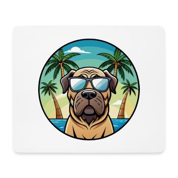 Englische Dogge Hund Rasse Cartoon Sonnenbrille Strand - Mousepad (Querformat) - Weiß - Vorne