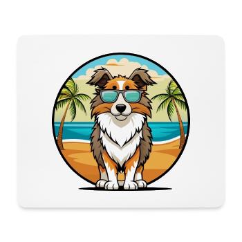 Berger anglais Chien Race Dessin Animé Lunettes De Soleil Plage - Tapis de souris (format paysage) - blanc - Devant