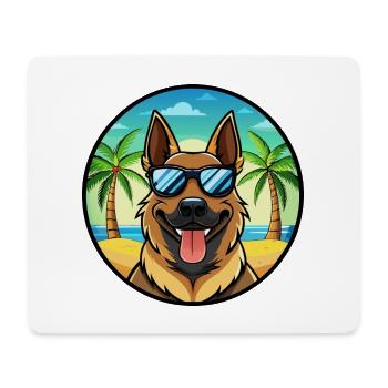 Berger d’Europe de l’Est Race Cartoon Beach - Tapis de souris (format paysage) - blanc - Devant