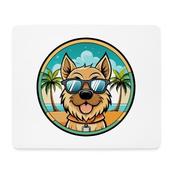 Bolognese Chien Race Dessin Animé Lunettes De Soleil Plage - Tapis de souris (format paysage) - blanc - Devant