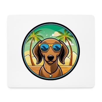 Dackel Hunderasse Cartoon Sonnenbrille Strand - Mousepad (Querformat) - Weiß - Vorne