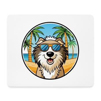 Kroatische Schäferhundrasse Cartoon Sonnenbrille Strand - Mousepad (Querformat) - Weiß - Vorne