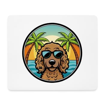 Curly Coated Retriever Dog Breed Cartoon Beach - Mouse Pad (horizontal) - white - Front