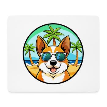 Corgi Hund Rasse Cartoon Sonnenbrille Strand - Mousepad (Querformat) - Weiß - Vorne