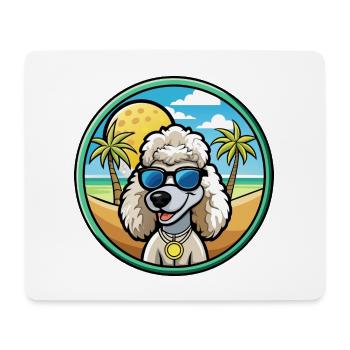 Corded Poodle Dog Breed Cartoon Sunglasses Beach - Mouse Pad (horizontal) - white - Front