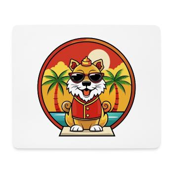 Chinesische kaiserliche Hunderasse Cartoon Sonnenbrille Strand - Mousepad (Querformat) - Weiß - Vorne