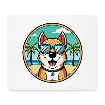 Central Asian Shepherd Dog Breed Cartoon Beach - Mouse Pad (horizontal) - white - Front