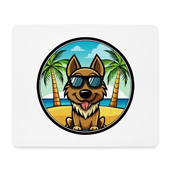 Black Tan Dog Breed Cartoon Sunglasses Beach - Mouse Pad (horizontal) - white - Front