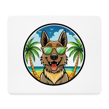 Belgian Shepherd Dog Breed Cartoon Sunglass Beach - Mouse Pad (horizontal) - white - Front