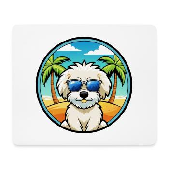 Bichon Frise Hunderasse Cartoon Sonnenbrille Strand - Mousepad (Querformat) - Weiß - Vorne