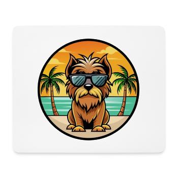 Belgische Griffon Hunderasse Cartoon Sonnenbrille Strand - Mousepad (Querformat) - Weiß - Vorne