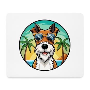 Draht Foxterrier Hunderasse Cartoon Sonnenbrille Strand - Mousepad (Querformat) - Weiß - Vorne