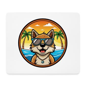 Volpino Italiano Hunderasse Cartoon Sonnenbrille Strand - Mousepad (Querformat) - Weiß - Vorne