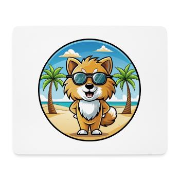 Spielzeug Deutscher Spitz Hund Rasse Cartoon Sonnenbrille Strand - Mousepad (Querformat) - Weiß - Vorne