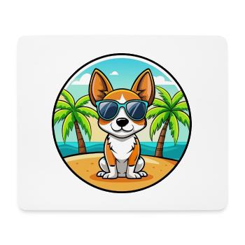 Spielzeug Foxterrier Hund Rasse Cartoon Sonnenbrille Strand - Mousepad (Querformat) - Weiß - Vorne