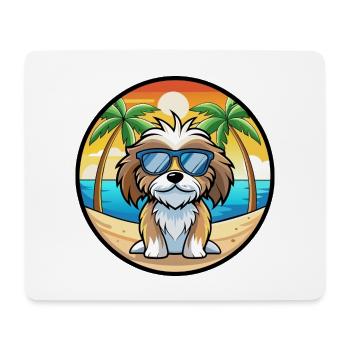 Tibetische Kyi Apso Hunderasse Cartoon Sonnenbrille Strand - Mousepad (Querformat) - Weiß - Vorne
