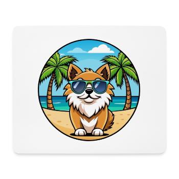 Tibetischer Spaniel Hund Rasse Cartoon Sonnenbrille Strand - Mousepad (Querformat) - Weiß - Vorne