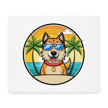 Schäferhund Rasse Cartoon Sonnenbrille Strand - Mousepad (Querformat) - Weiß - Vorne