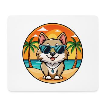 Schwedische Lapphund Hunderasse Cartoon Sonnenbrille Strand - Mousepad (Querformat) - Weiß - Vorne